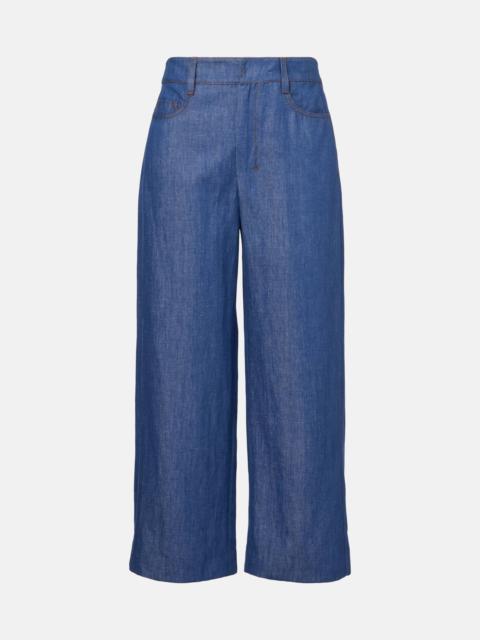 Dante cotton and linen twill wide-leg pants