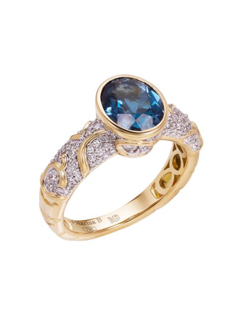 Swiss Blue Topaz Diamond Ondine Ring