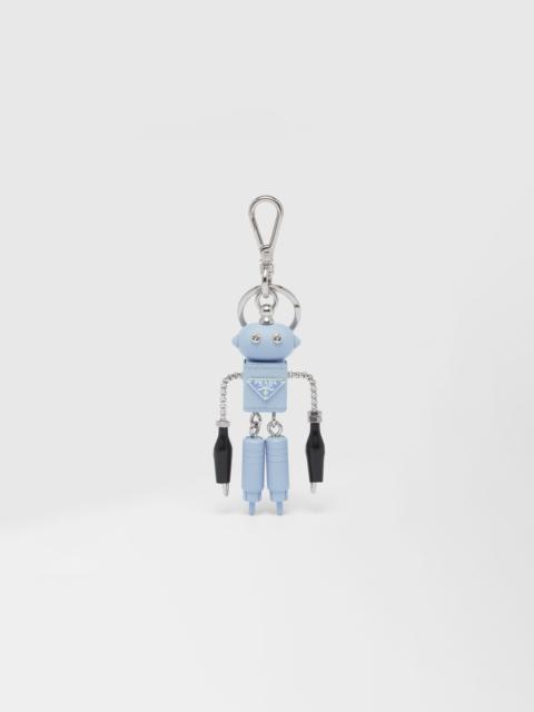 Saffiano leather robot trick keychain