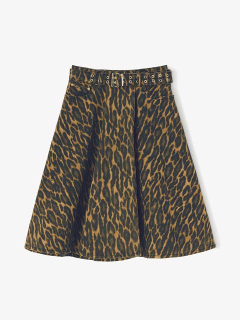LEOPARD DENIM WRAP SKIRT