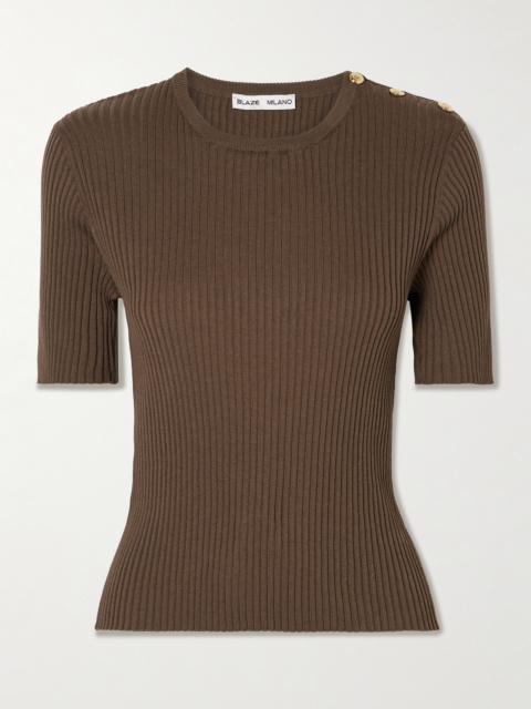 Alegria Ribbed Silk And Cotton-blend T-shirt