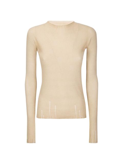 ribbed long-sleeve top