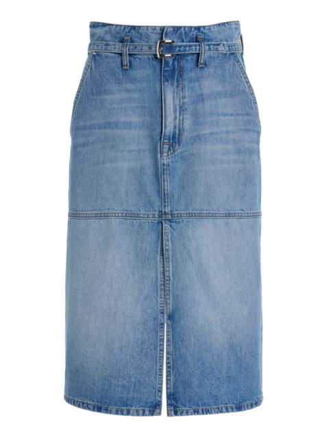The Cecilia Denim Midi Skirt medium wash
