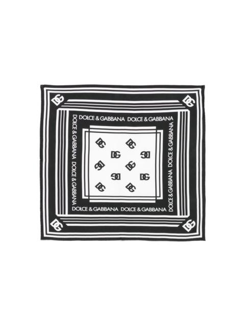 logo-pattern silk scarf