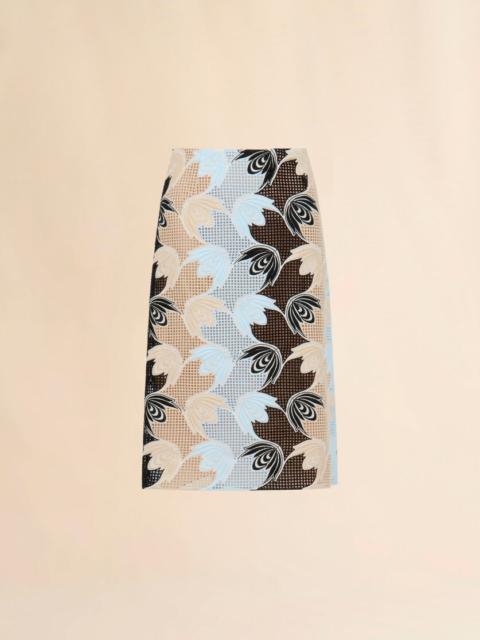 BLUE AND BLACK BRODERIE ANGLAISE FLORAL SKIRT