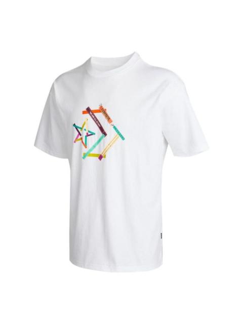 Converse Star Chevron Printing Sports Round Neck Short Sleeve T-Shirt 'White' 10022774-A01