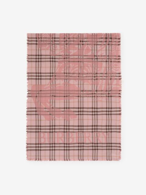 Wide EKD Check Wool Silk Scarf