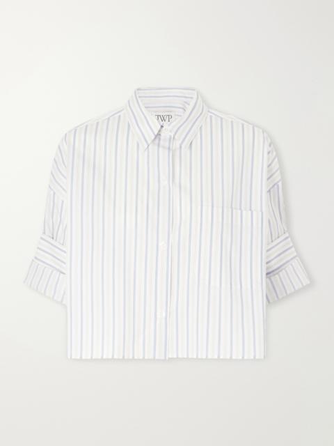 Cropped Striped Cotton-poplin Shirt