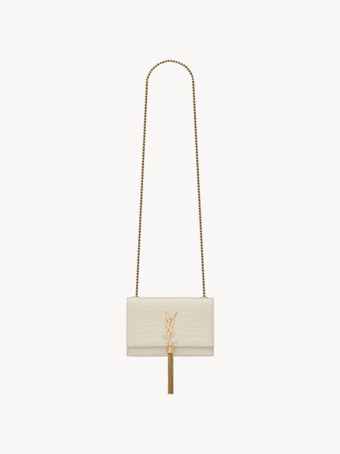 KATE SMALL TASSEL IN CROCODILE-EMBOSSED LEATHER