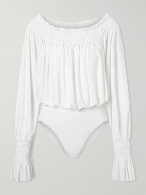 Shirred Stretch-jersey Bodysuit