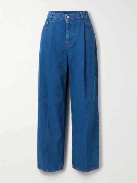 Pleated Low-rise Wide-leg Jeans