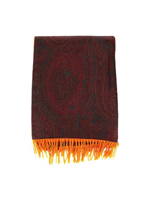 paisley-pattern fringed scarf