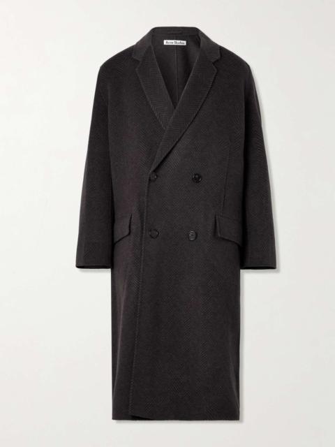 Dojack Double-Breasted Herringbone Wool-Blend Coat