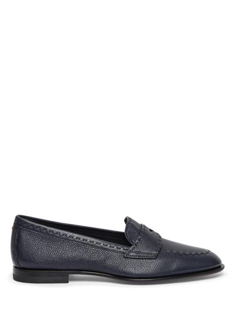Women's blue leather penny loafer