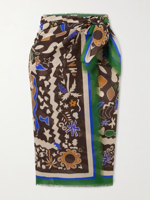 Maroc Frayed Printed Organic Cotton-voile Pareo