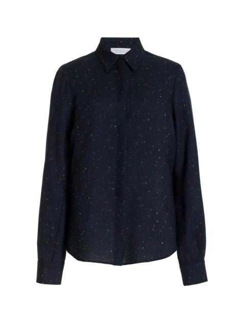 Henri Blouse in Dark Navy Multi Printed Wool