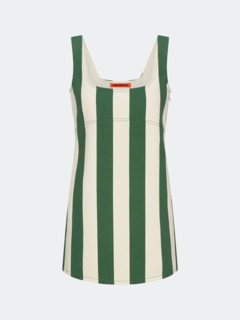 Sahara Striped Denim Dress in Gummy Green/Ecru
