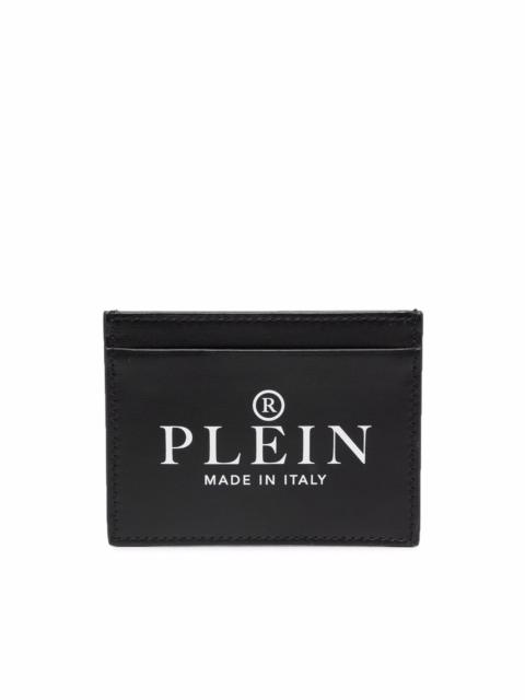 logo-print leather cardholder