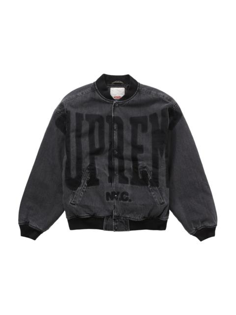 Supreme Washed Knockout Denim Varsity Jacket Washed Black