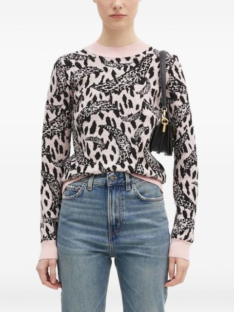 leopard-jacquard crew-neck sweater