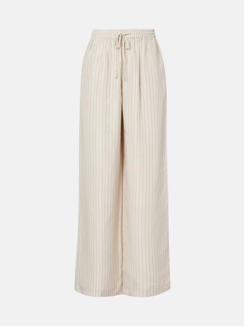 Striped silk wide-leg pants