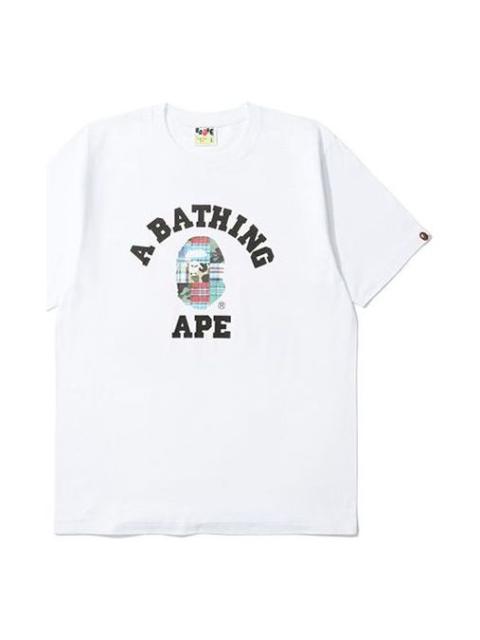 A Bathing Ape Plaid Small Short Sleeve Tee 'White' 1G30-110-046