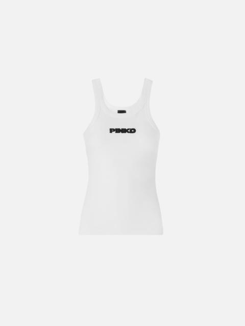 RIBBED VEST TOP WITH PINKO 3D LOGO