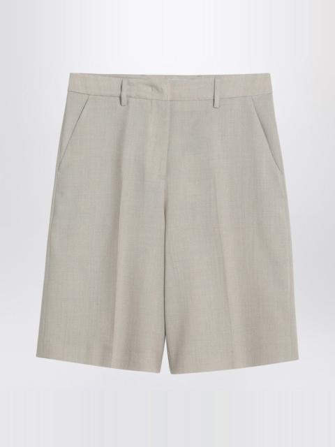 Beige Mélange Wool-Blend Bermuda