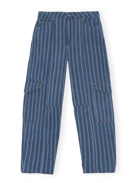 STRIPE DENIM CARGO PANTS