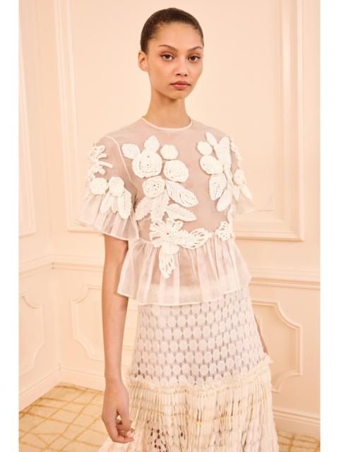 Aliya Organza Blouse with Hand Crochet