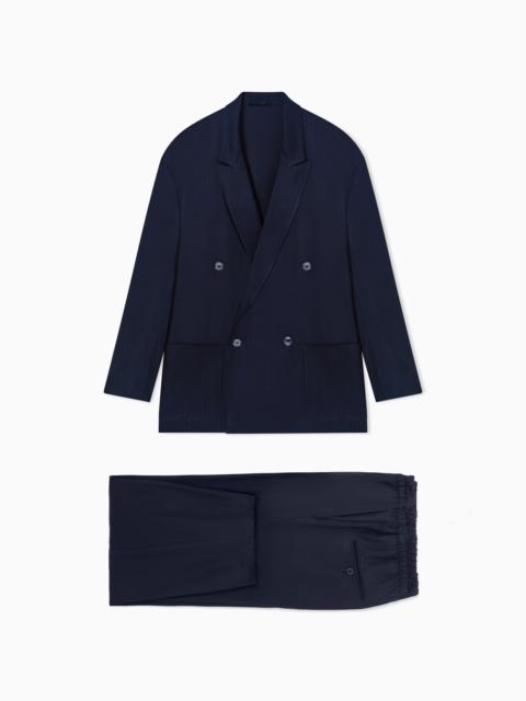 CUPRO CHEVRON DOUBLE-BREASTED SUIT