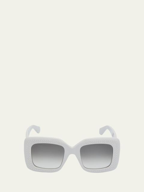 Embellished Rectangle Acetate Sunglasses