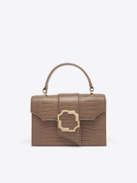 Audrey Taupe Embossed Leather Mini Handbag
