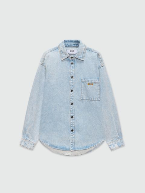 Light blue marbled denim shirt