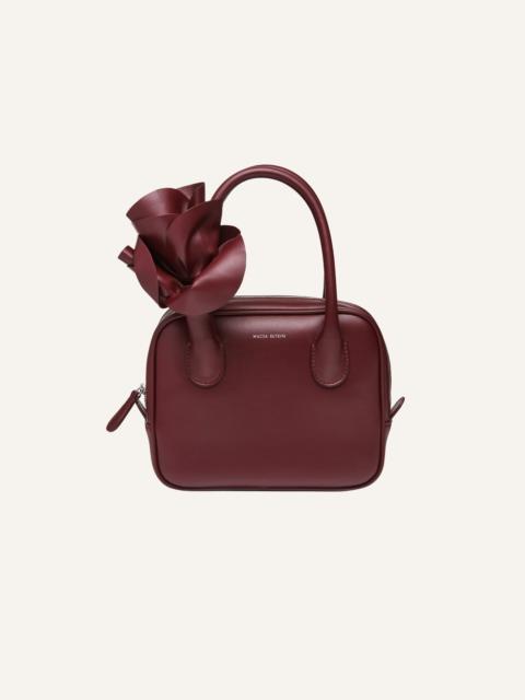 Brigitte square bag in burgundy leather and silver