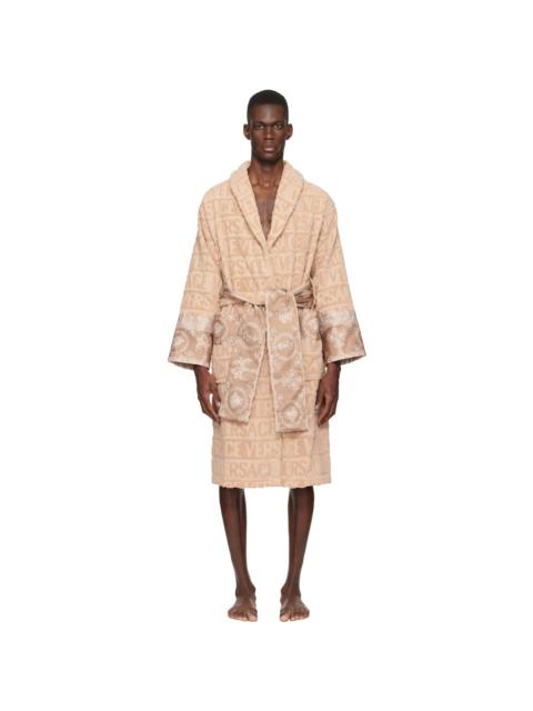 Beige 'I Heart Baroque' Bathrobe