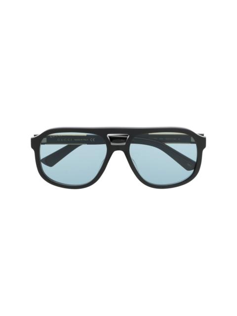 pilot-frame logo-plaque sunglasses
