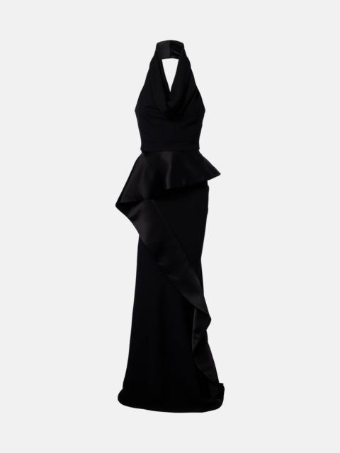 Provocateur halterneck peplum satin gown
