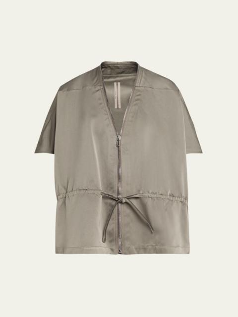Short-Sleeve Satin Zip Sail Jacket