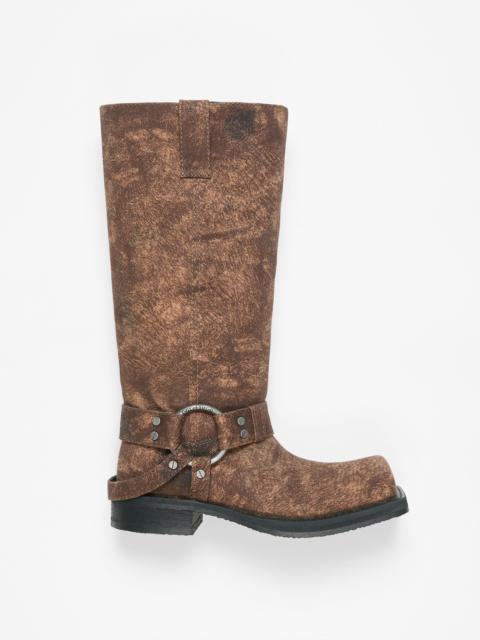 Denim buckle boots - Rust brown