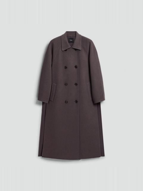 Long Double-Breasted Coat in Textured Wool-Cashmere