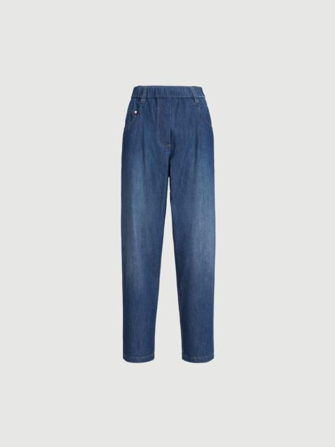 Lightweight denim five-pocket trousers