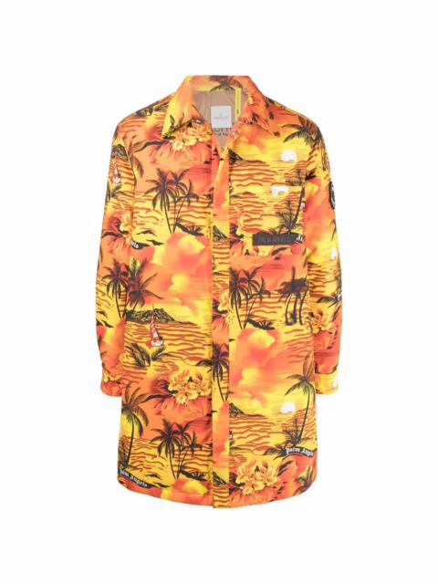 x Moncler tropical-print padded coat