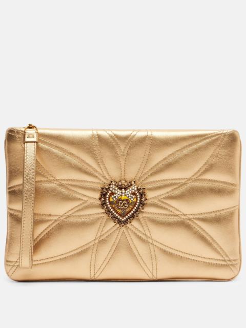 Devotion Mini metallic leather pouch