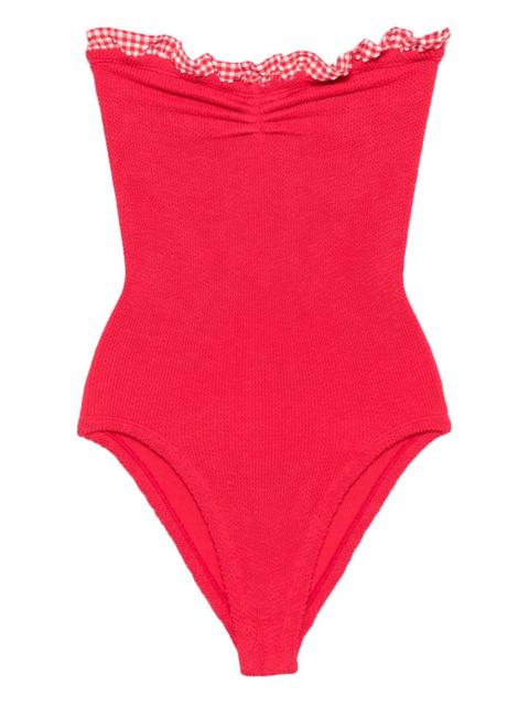 gingham-trimmed swimsuit