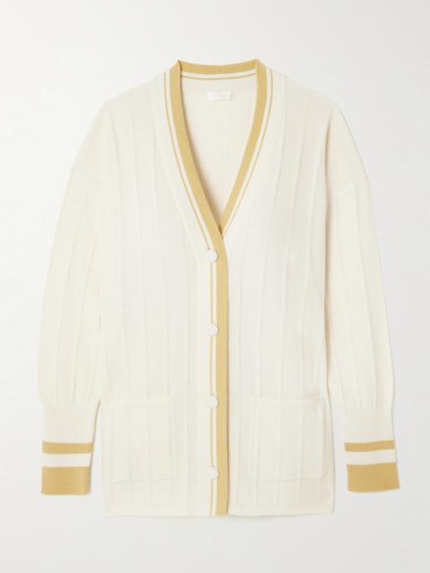 Clubhouse Striped Ribbed Wool And Cashmere-blend Cardigan