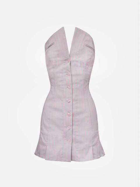 COURT DRESS GREY/PINK PINSTRIPE