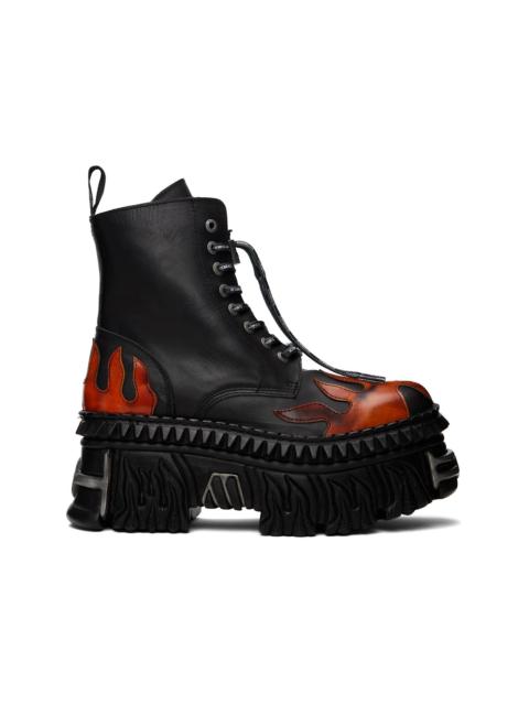 Black New Rock Edition Flame Combat Boots