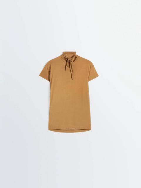 SHORT SLEEVE FOULARD TOP IN VISCOSE COTTON JERSEY