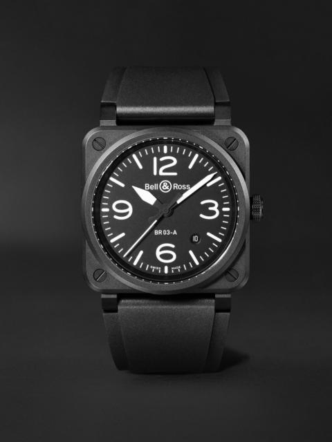 BR 03 Automatic 41mm Ceramic and Rubber Watch, Ref. No. BR03A-BL-CE/SRB Black
